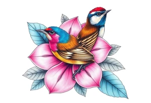 pink camelia flower
blue brown wren bird tattoo idea