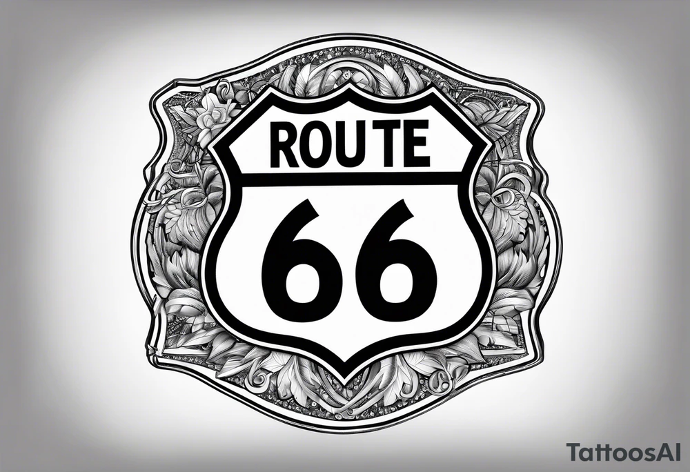 fine line route 66 sign tattoo idea