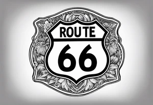 fine line route 66 sign tattoo idea