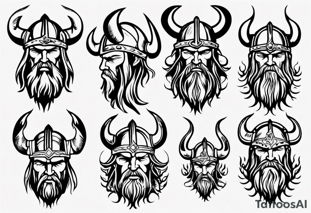 Viking head with flames tattoo idea