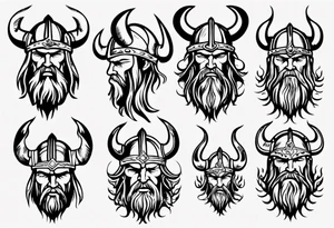 Viking head with flames tattoo idea
