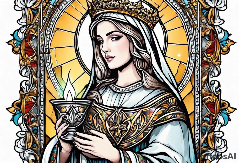 Female saint  holding a chalice tattoo idea