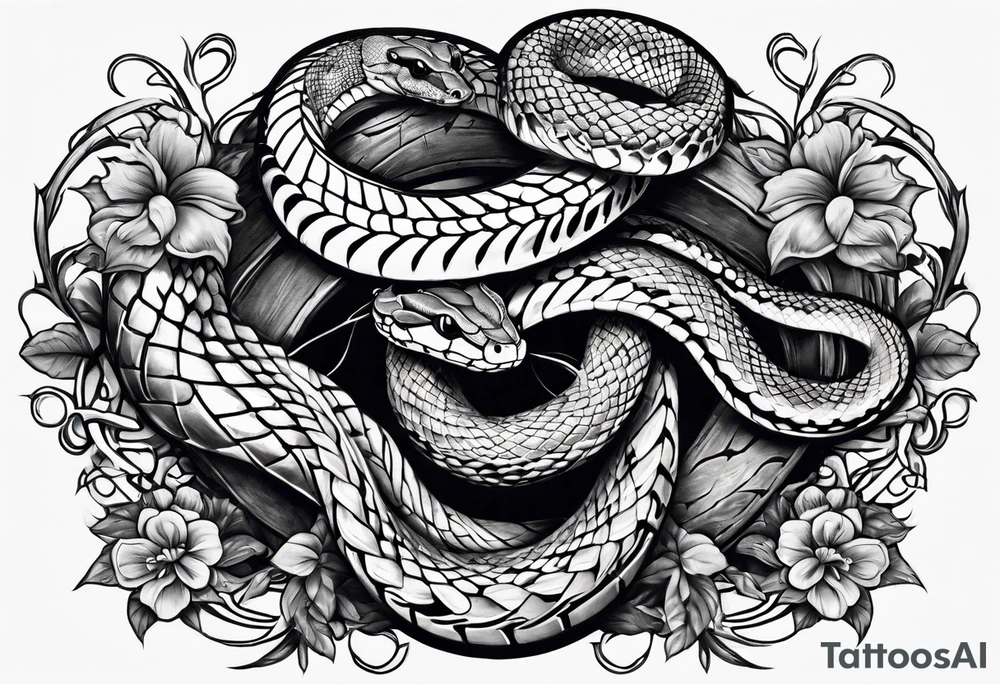 Two snakes fighting tattoo idea