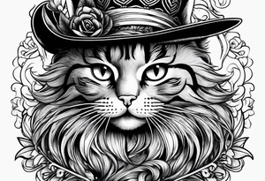 cat with funny hat
make it more simple tattoo idea