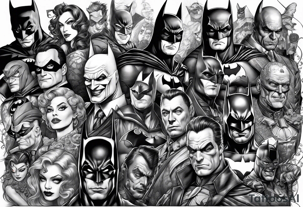 Batman villains collage for arm sleeve tattoo idea