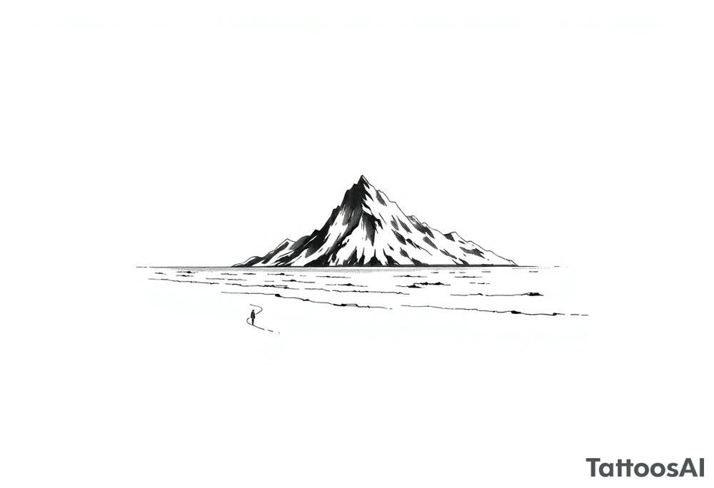 beach with a mountain behind it tattoo idea