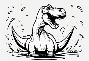 silly happy t rex in a pool tattoo idea
