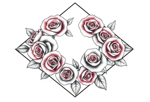 Small Roses fully filling up the inside of an lateral elongated diamond shape tattoo idea