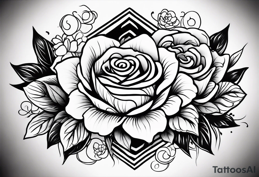 “Julius” tattoo with roses in a cursive font tattoo idea