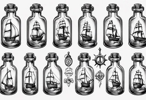 Sailing ship in a bottle tattoo idea