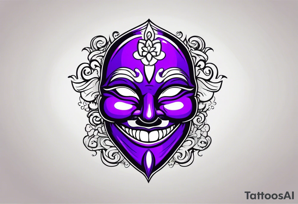 Laughing mask that is purple and black tattoo idea