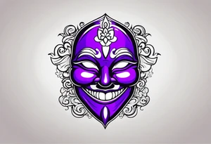 Laughing mask that is purple and black tattoo idea