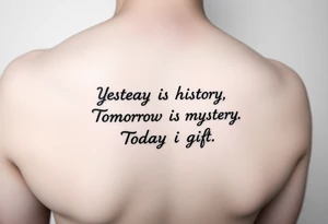 Yesterday is history.
Tomorrow is a mystery.
Today is a gift.
On thigh tattoo idea