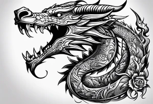 Dragon mexican skull full body tattoo idea