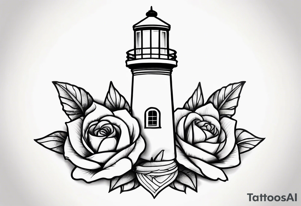 Zwei Rosen mit Leuchtturm tattoo idea