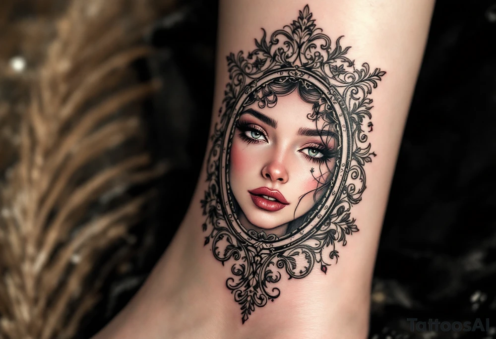 Goth mirror frame tattoo idea