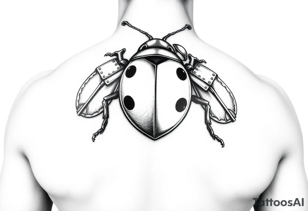 Ladybug wearing armor tattoo idea