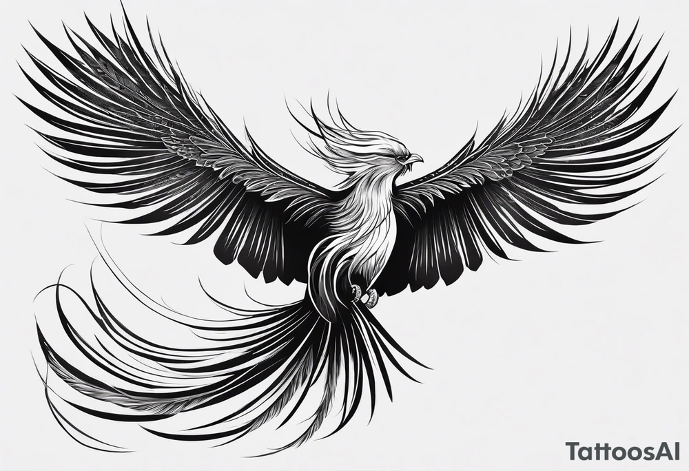 phoenix,
chinese,
realistic,
long tail,
elegant,
wing tips pointing down,
long neck,
long feathers,
in flight,
graceful, tattoo idea