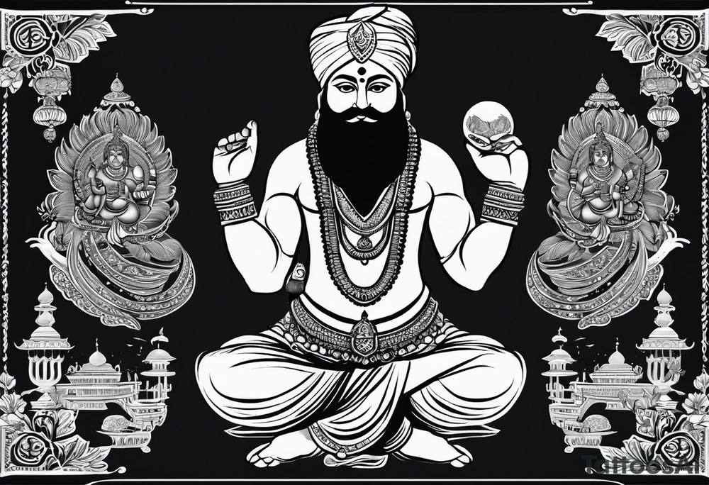 Tattoo ਨਿਰਭਉ ਨਿਰਵੈਰ written in Gurmukhi written text. Less detail tattoo idea