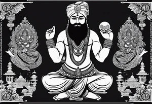 Tattoo ਨਿਰਭਉ ਨਿਰਵੈਰ written in Gurmukhi written text. Less detail tattoo idea