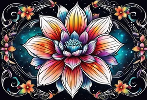 Cosmic space flower tattoo idea