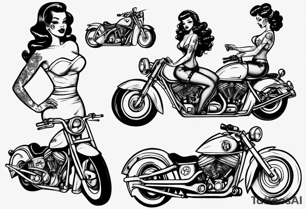 Pinup doll on motorcycle tattoo idea