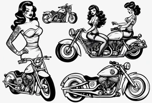 Pinup doll on motorcycle tattoo idea