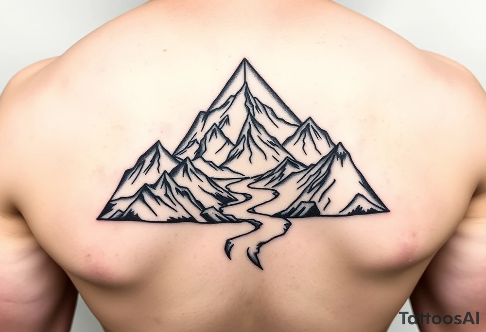 Mountains with the river running through it all inside a triangle with Humboldt at the topb Mendocino  in the left corner and Trinity in the right tattoo idea