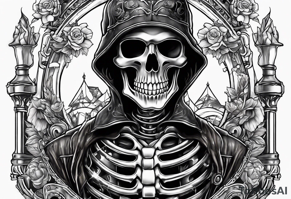 skeleton wearing a pipeliner welding hood tig welding a heart back together tattoo idea