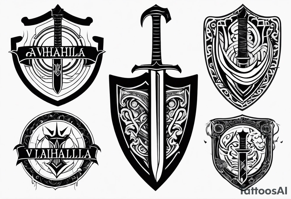 Valhalla shield sword symbol tattoo idea