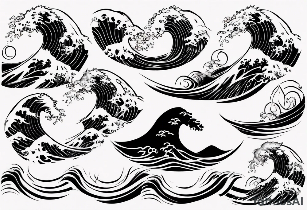 japanese waves line tattoo tattoo idea