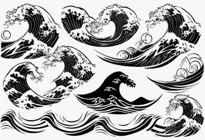 japanese waves line tattoo tattoo idea
