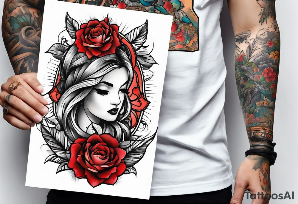 Post card, travel tattoo, sleeve tattoo idea