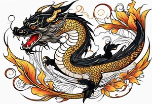 I want a dragon tattoo In gold and black for the story of koi fish tattoo tattoo idea