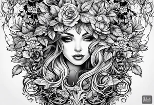 Leafy vines with grave tattoo idea