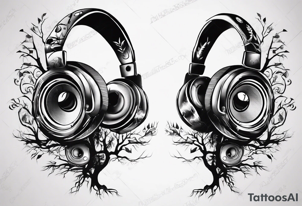 music speaker note tree headphones tattoo idea