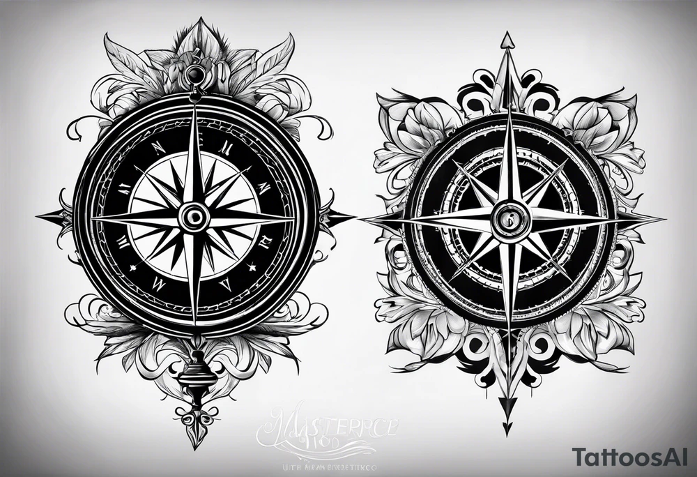 Compass no flowers tattoo idea