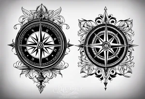 Compass no flowers tattoo idea