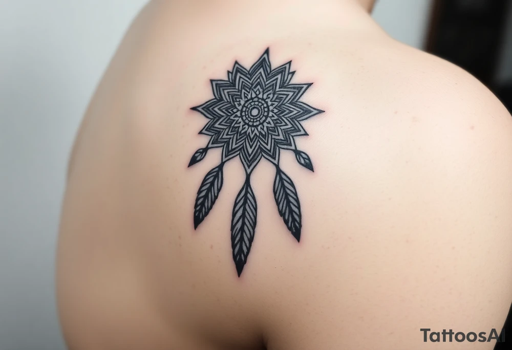 spiritual feathers ornamental mandala shaman tattoo idea