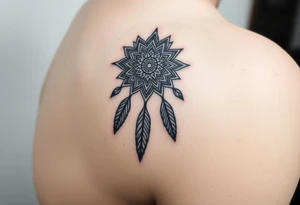 spiritual feathers ornamental mandala shaman tattoo idea