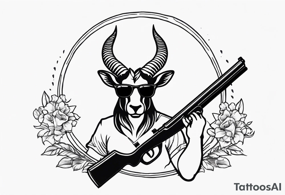 capricorn with sunglasses and a shotgun tattoo idea