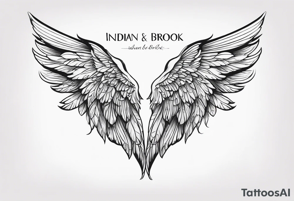 The words “Indian Brook” with angel wings tattoo idea