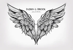 The words “Indian Brook” with angel wings tattoo idea