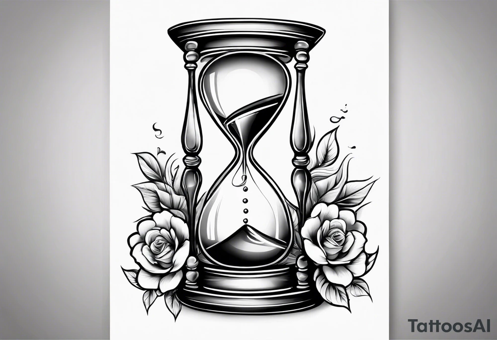 Hour glass and flowers tattoo idea