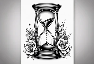 Hour glass and flowers tattoo idea
