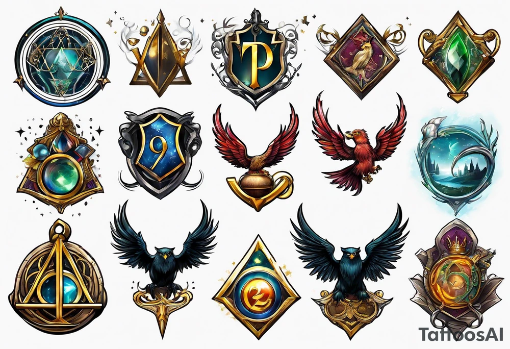 Harry Potter symbols around the elder want tattoo idea