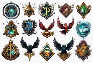 Harry Potter symbols around the elder want tattoo idea