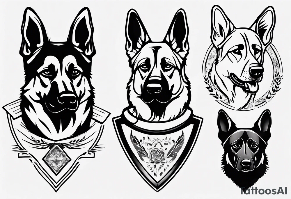 German shepherd with frame tattoo idea