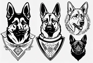 German shepherd with frame tattoo idea