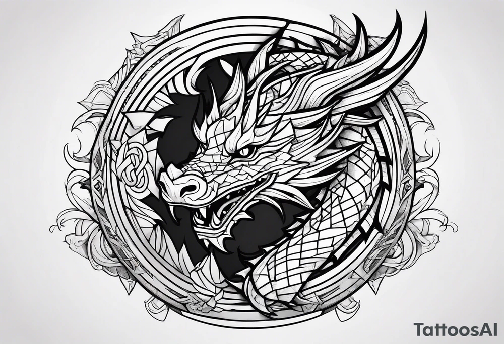 geometric dragon tattoo idea